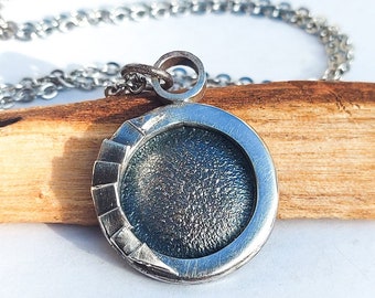 Alchemy Moon necklace, Reticulated & Oxidised Moon and Dragon's inspired Sterling Silver necklace