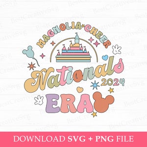 Magnolia Cheer Nationals 2024 Era Svg, Magical Kingdom Svg, Retro Cheer 2024 Svg, Mouse Head and Hands Svg, Sublimation For Png File