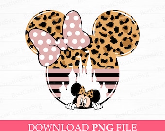 Leopard Maus Ohr und Schleife Png, süße Fräulein Png, magisches Königreich Png, Familienreise Png, Familienurlaub Png, Vacay-Modus, Sublimation Png