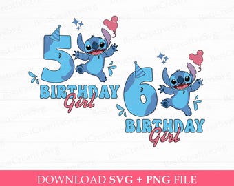 Birthday Girl Svg, 5 Years Old Birthday Svg, Funny Character Birthday Svg, 6 Years Old Svg, Png Svg Files For Sublimation, Instant Download