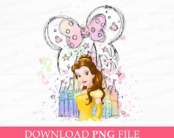 Watercolor Castle Png, Magical Kingdom with Princess Png, Family Trip Png, Mouse Ear and Castle Png, Png Files For Sublimation