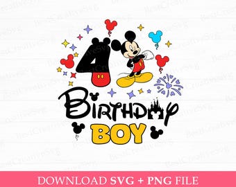 Mouse 4th Birthday Boy SVG, Magical Kingdom Design (SVG, PNG)