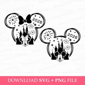 Mouse and Miss Mouse Svg, 2025 Family Trip Svg, Magical Kingdom Svg, Mouse Ear and Bow Svg, Png Svg Files For Print, Instant Download