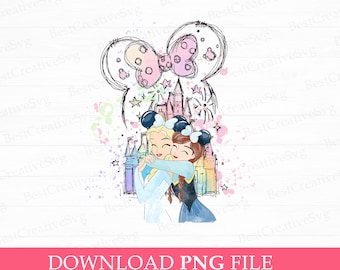 Frozen Princesses Watercolor Png, Watercolor Mouse Ear and Kindom Png, Best Friends Png, Besties Princess Png, Png File For Sublimation