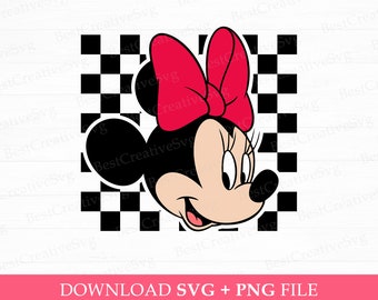 Checkered Miss Mouse Svg, Family Vacation Svg, 2024 Family Trip Svg, Vacay Mode, Happy Mouse Face Svg, Png Svg Files For Print