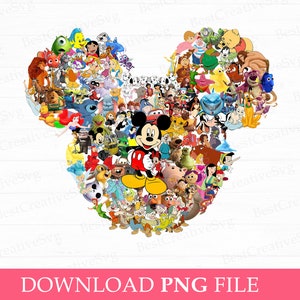 Mouse Collage Characters Png, Mouse and Friends Png, Family Vacation Png, Mouse Head Multi Character Png, Sublimation For Png File