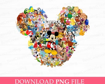 Mouse Collage Characters Png, Mouse and Friends Png, Family Vacation Png, Mouse Head Multi Character Png, Sublimation For Png File