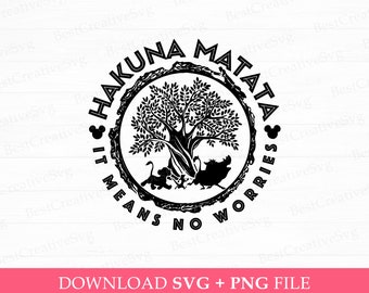 Hakuna Matata Svg, Wild Trip Svg, Family Vacation Svg, It Means No Worries Svg, Family Trip Svg, Animal Kingdom Svg, Svg Png Files For Print