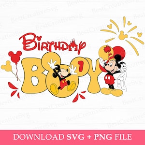 Feestvarken Svg, muis verjaardag Svg, stripfiguur Svg, Magical Kingdom Svg, eerste verjaardag Svg, png Svg-bestanden voor sublimatie