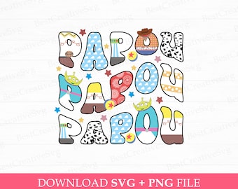 Toy Friends Papou Svg, 2024 Family Vacation Svg, Papou Letters Svg, Curved Papou Svg, Family Trip Svg, Svg Png Files For Sublimation