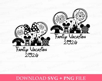 Maus Ohr und Schleife Aufhänger, für den Familienurlaub 2026, Magical Kingdom, Instant Download