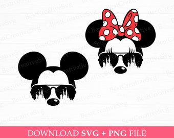 Ratón pareja svg, viaje familiar svg, vacaciones familiares svg, ratón con gafas de sol svg, modo vacay, archivos png svg para imprimir, descarga instantánea
