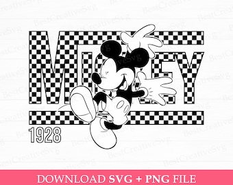 Karierte glückliche Maus svg, Familienreise svg, Familienurlaub svg, Maus 1928 svg, Vacay-Modus, Png-Svg-Dateien für Druck, sofortiger Download