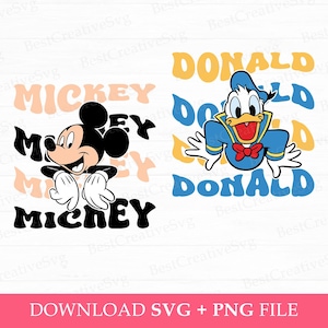 Grappige muis en eend Svg, familievakantie Svg, stripfiguren Svg, familie-uitstapje Svg, Vacay-modus, Png Svg-bestanden, Instant Download