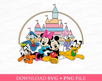 Retro musvänner SVG, magiskt kungarike familjeresa (PNG, SVG)