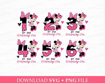 Bundle Birthday Girl Svg, Pink Mouse Birthday Svg, Happy Birthday Svg, Family Birthday Svg, Png Svg Files For Print, Instant Download