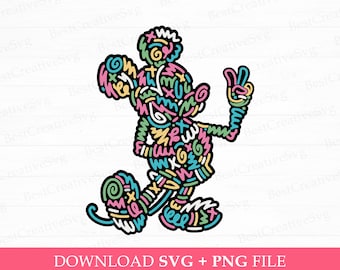 Retro Mouse Peace Sign SVG, Colorful Family Trip Design (SVG PNG)
