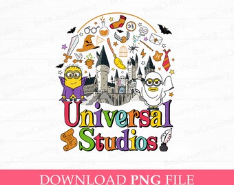 Viagem à Universal Studios PNG, Personagens Fofos, Férias em Família (Download Instantâneo)