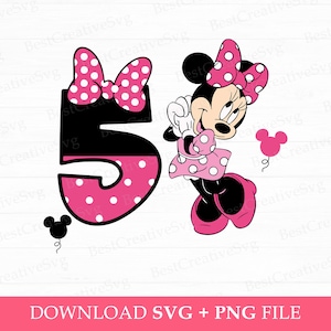 5 Jahre altes Geburtstags-Svg, niedliche Maus Geburtstags-Svg, Geburtstagskind-Svg, Familien-Geburtstagskind-Svg, Png-Svg-Dateien für Druck, sofortiger Download