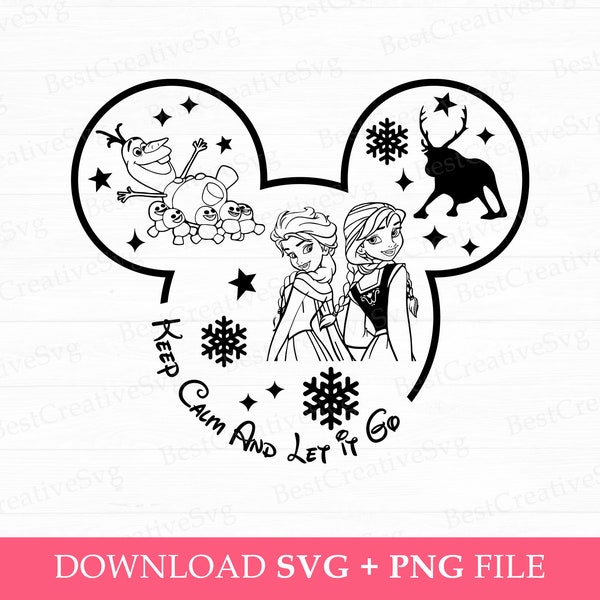 Princesses Svg, Keep Calm and Let It Go Svg, Family Trip Svg, 2024 Family Vacation Svg, Vacay Mode, Mouse Ear and Stars Svg, Png Svg Files