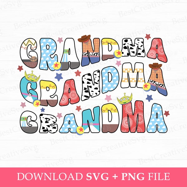 Toy Friends Grandma Svg, Family Vacation Svg, Doddle Grandma Svg, Curved Grandma Svg, Gift For Grandma Svg, Svg Png Files For Sublimation