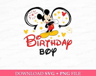 Birthday Boy Svg, Family Birthday Svg, Birthday Mouse Svg, Mouse Ear Balloons and Stars Svg, Png Svg Files For Print, Instant Download