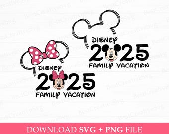 Family Vacation 2025 Mouse Ears SVG, PNG Files (Instant Download)
