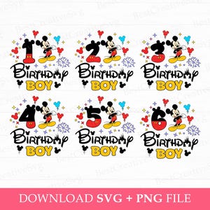 Bundle Birthday Boy Svg, Magical Kingdom Svg, Birthday Mouse Svg, Mouse Ear Balloons Svg, Png Svg Files For Sublimation, Instant Download