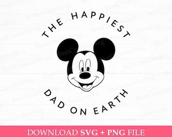 Happiest Dad Mouse Face SVG, Family Vacation Design (SVG, PNG)