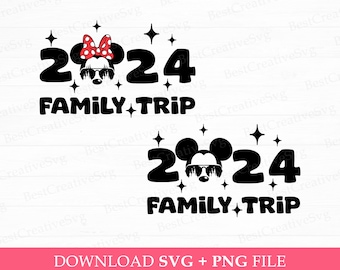 Family Trip 2024 Svg, Family Vacation Svg, Mouse with Sunglasses Svg, Magical Kingdom Svg, Vacay Mode, Png Svg Files For Print