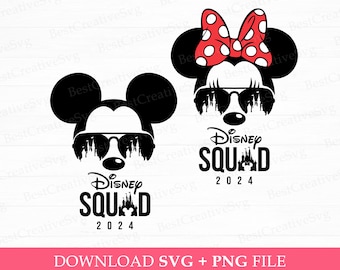 Bundle Squad 2024 Svg, Family Vacation Svg, Family Trip Svg, Matching Mouse Couple Svg, Magical Kingdom, Vacay Mode, Svg Png Files For Print