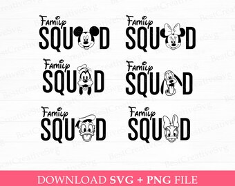Mouse and Friends Family Squad SVG, Vacation Trip PNG (Instant Download)