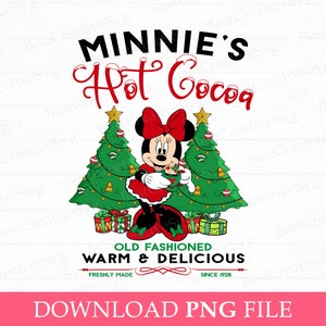 Christmas Miss Mouse Png, Mouse Hot Cocoa Png, Christmas Trees Png, Merry Christmas Png, Holiday Season Png, Png File For Sublimation