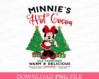 Christmas Miss Mouse Hot Cocoa PNG, Holiday Trees (PNG File)