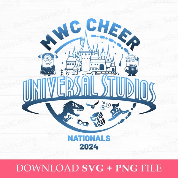 MWC Cheer Nationals 2024 Svg, Magical Kingdom Svg, Universal Studios Svg, Cute Characters Svg, Cheer Svg, Png Svg Files For Print