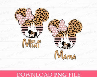 Leopard Fräulein Maus PNG, Familienurlaub Design (Digitaler Download)