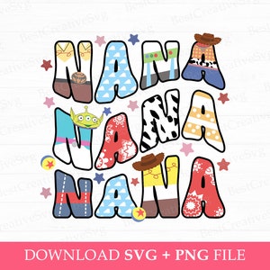 Toy Friends Nana Svg, Mother&#39;s Day Svg, Family Trip Svg, Gift For Nana Svg, Wavy Nana Svg, Vacay Mode, Svg Png Files For Print,