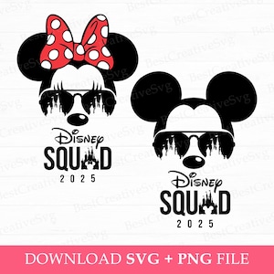 Family Squad 2025 Svg, Mouse Couple with Sunglasses Svg, Magical Castle Svg, Couple Trip Svg, Family Vacation Svg, Png Svg Files For Print