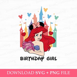 Cute Princess Svg, Birthday Girl Svg, Magical Kingdom Svg, Mouse Ear Balloons Svg, Family Birthday Girl Svg, Png Svg Files, Instant Download