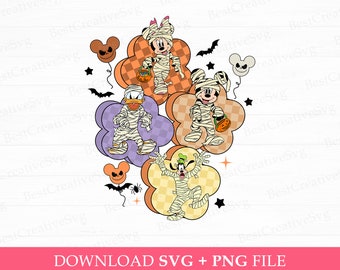 Mummy Mouse Halloween Friends SVG: Spooky Checkered Design (PNG SVG Files)