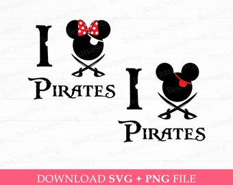 Pirates Mouse Couple SVG, Family Vacation, Matching (PNG SVG Files)
