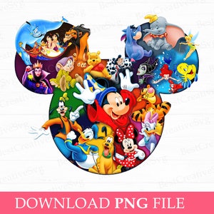 Mouse Head Multi Character Png, Mouse and Friends Collage Characters Png, Family Vacation Png, Vacay Mode, Png File For Sublimation