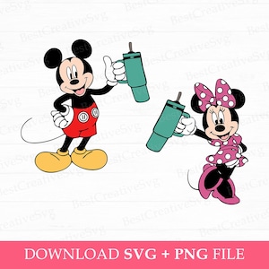 Mouse Coupe Svg, Family Vacation Svg, Mouse and Friend Svg, Family Trip Svg, Mouse Holding Drink Svg, Png Svg Files, Instant Download