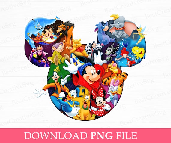 Mouse and Friends Collage Characters Png, Family Vacation Png, Mouse Head Multi Character PNG, Magical Kingdom Svg, Png File For Sublimation