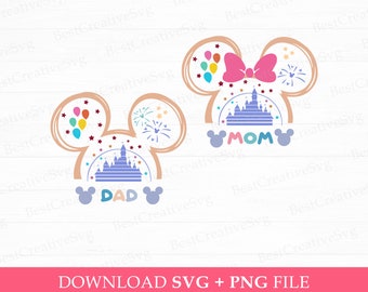 Family Birthday Svg, Birthday Dad Svg, Birthday Mom Svg, Magical Kingdom Svg, Mouse Ear Svg, Balloons Svg, Png Svg Files, Instant Download