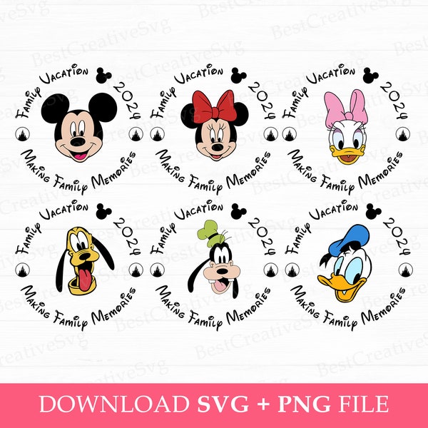 Bundle Family Vacation 2024 Svg, Making Family Memories Svg, Magical Kingdom Svg, Mouse and Friends Svg, Vacay Mode, Png Svg Files For Print