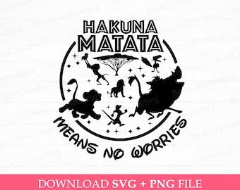 Hakuna Matata SVG, dierenrijk familievakantie (PNG, SVG)