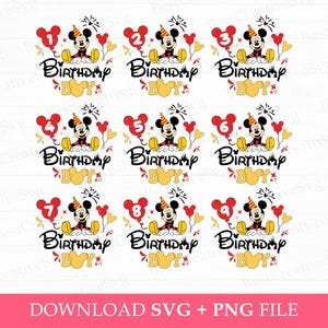 Bundle Birthday Boy Svg, Funny Mouse Birthday Svg, Happy Birthday Svg, Family Birthday Svg, Png Svg Files For Print, Instant Download