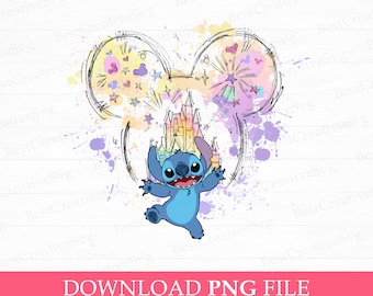 Happy Character Castle Watercolor PNG, Family Vacation Design (Sublimation)