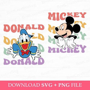 Grappige muis en eend Svg, stripfiguren Svg, familievakantie Svg, familie-uitstapje Svg, Vacay-modus, Png Svg-bestanden voor sublimatie